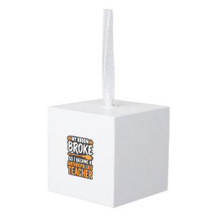 Anthropology Teacher Halloween Broom Broke Cube Ornament