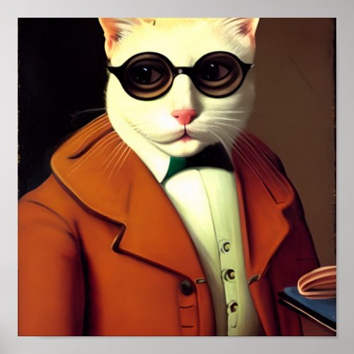 Anthropomorphic Aristocratic Cat Poster