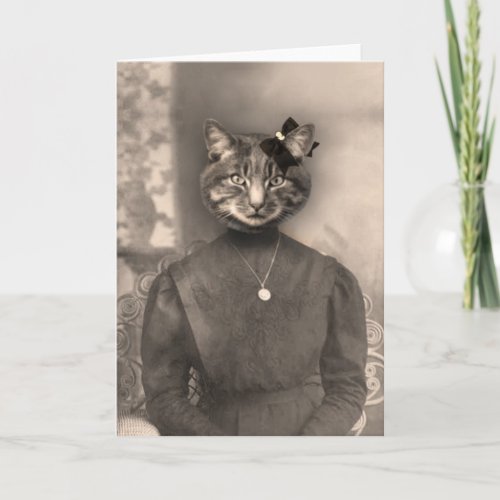 Anthropomorphic Cat Blank Greeting Card