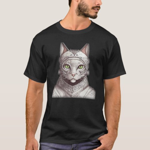 Anthropomorphic Cat In Medival Knight Armor Story  T_Shirt