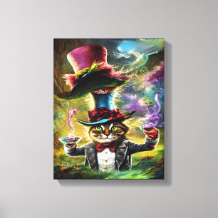 anthropomorphic Cat Mad Hatter Fantasy Fairytale  Canvas Print