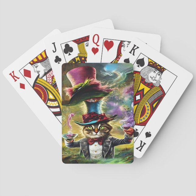  anthropomorphic Cat Mad Hatter Fantasy Fairytale  Poker Cards (Back)