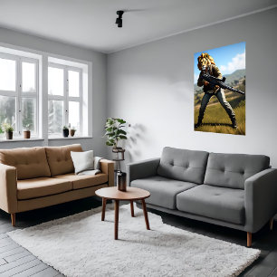 Anthropomorphic cool lion Soldier AI Art Poster
