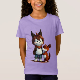 Anthropomorphic Dog and his pet   AI Art T-Shirt