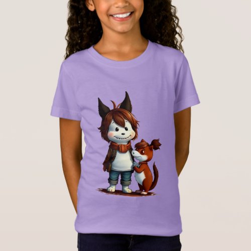 Anthropomorphic Dog and his pet  AI Art T_Shirt