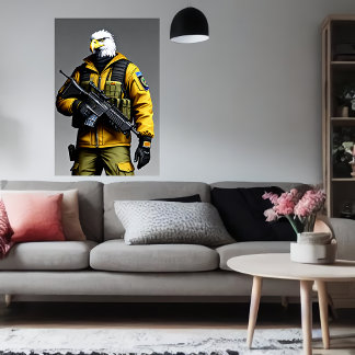 Anthropomorphic eagle solider | AI Art Poster