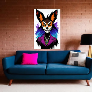 Anthropomorphic Fox in a Purple Jacket   AI Art Poster