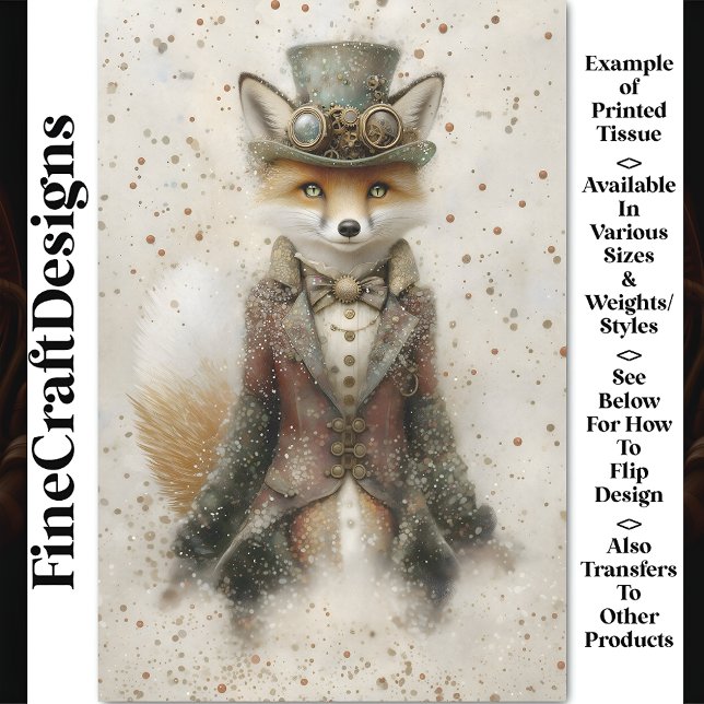 Anthropomorphic Fox Steampunk Outfit CA1 Decoupage Tissue Paper (Creator Uploaded)