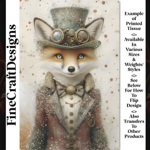 Anthropomorphic Fox Steampunk Outfit CA2 Decoupage Tissue Paper