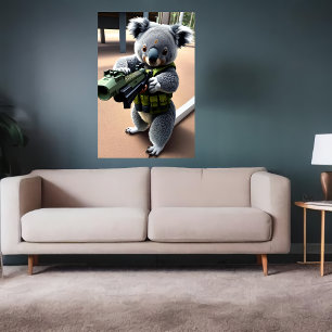 Anthropomorphic Koala soldier AI Art Poster