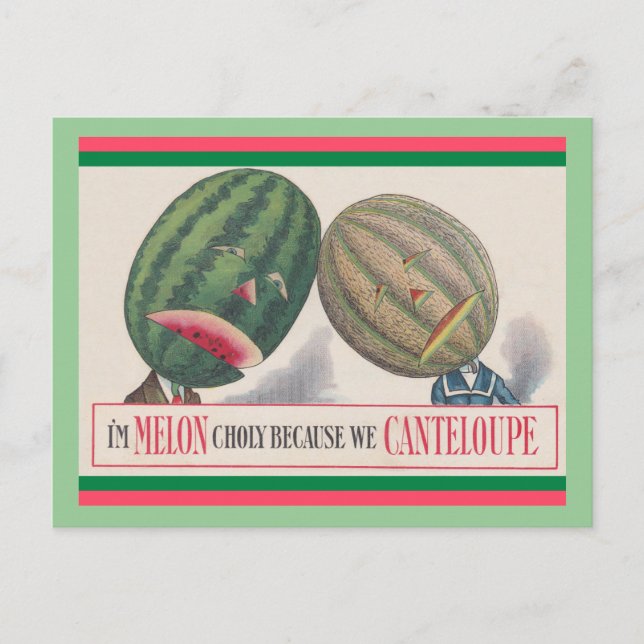 ANTHROPOMORPHIC Melons Pun POSTCARD (Front)