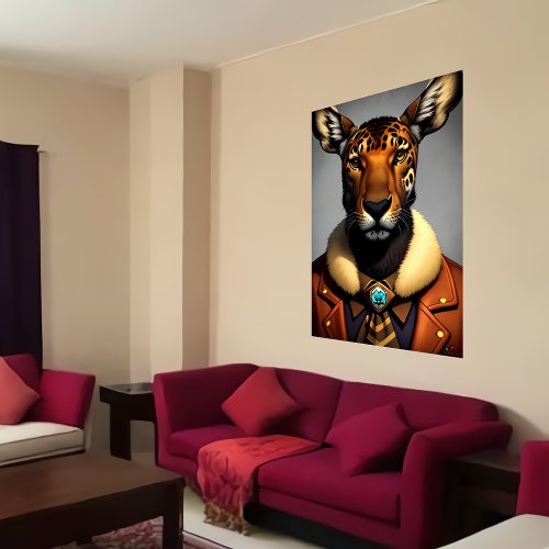 Anthropomorphic Moose Jaguar  AI Art Poster