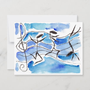 Anthropomorphic Musical Notes Blank Invitations