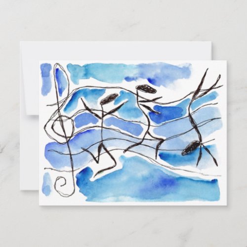 Anthropomorphic Musical Notes Blank Invitations