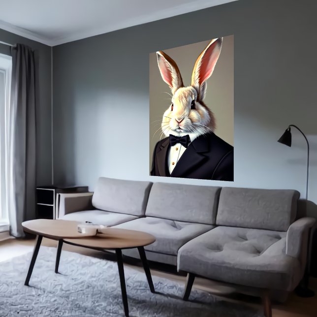Anthropomorphic rabbit in black suit | AI Art Poster (Creator Uploaded)