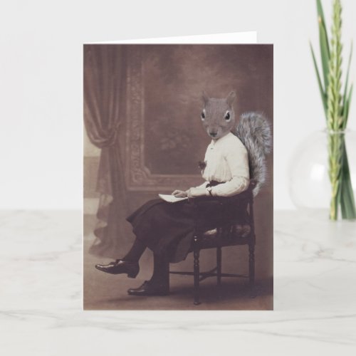 Anthropomorphic Squirrel Woman Blank Greeting Card