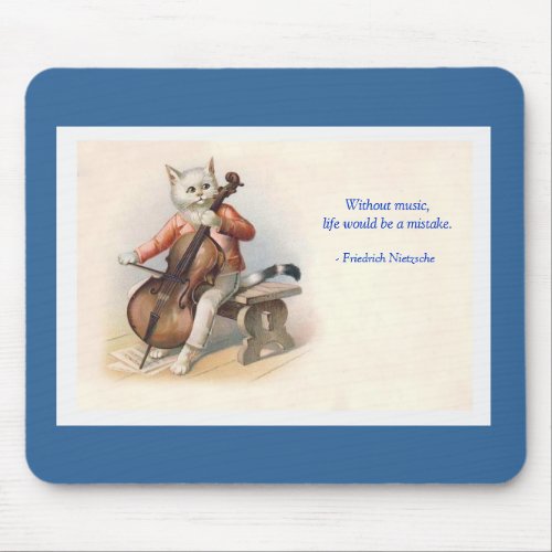 Anthropomorphic Victorian Cat Playing Music Mouse Pad