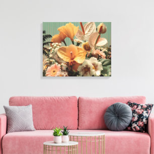 Anthurium and Tropical Floral Arrangement Canvas Print