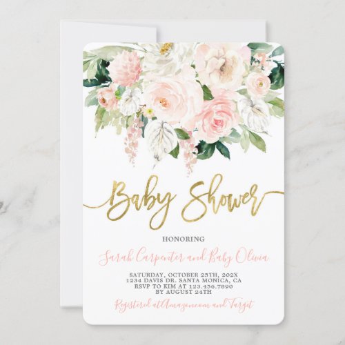 Anthurium Baby Shower Girl floral Invitation