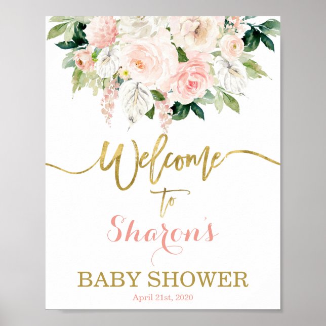 Anthurium Baby Shower Girl welcome sign (Front)
