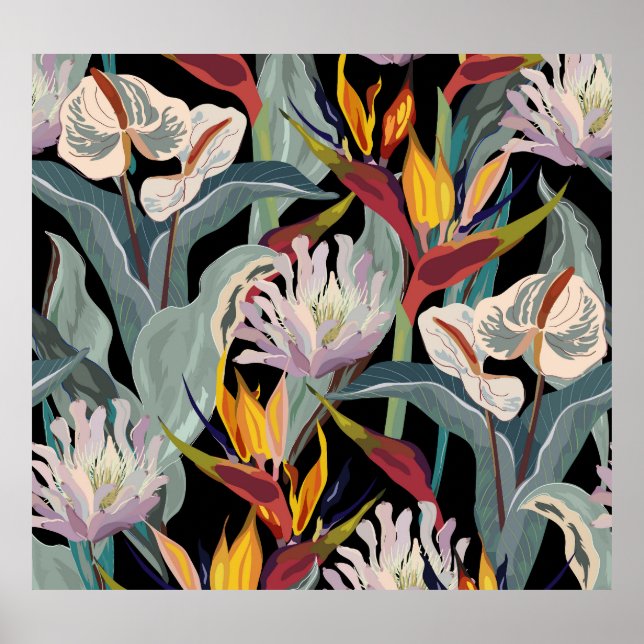Anthurium Strelitzia: Tropical Vintage Splendor. Poster (Front)