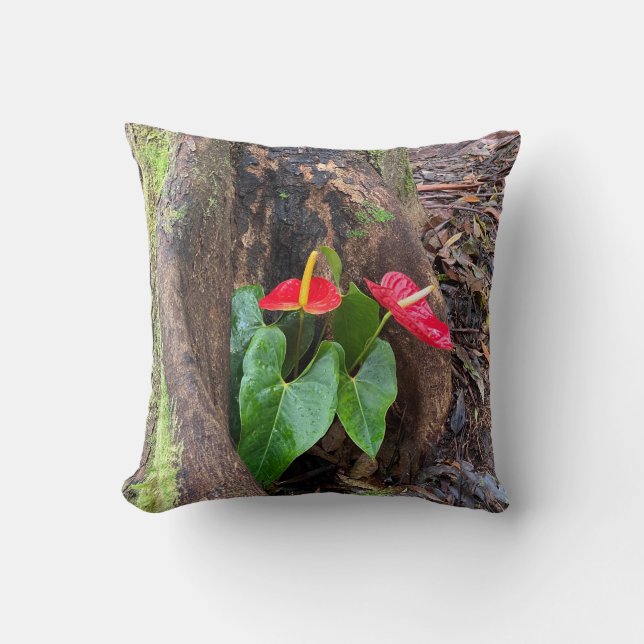 Anthurium Throw Pillow (Front)
