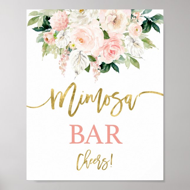 Anthurium watercolor floral Mimosa Bar sign (Front)