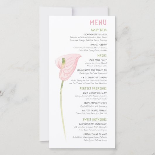 Anthurium Wedding Menu (Front)