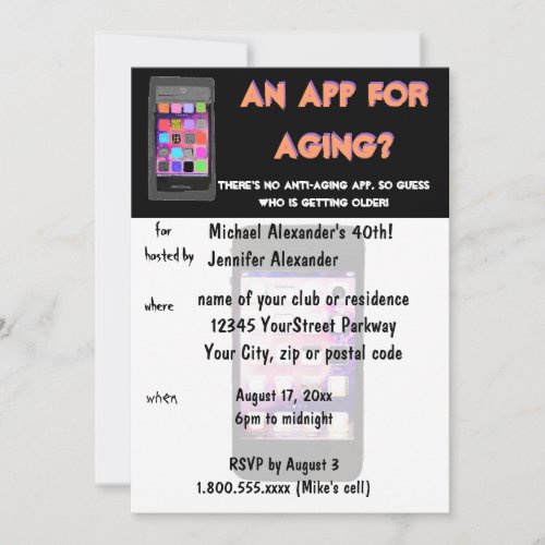 Anti Aging Phone App Birthday Invitation
