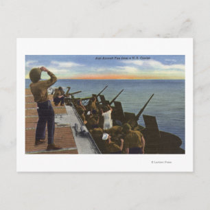 Anti-Aircraft Fire from U.S. Carrier - US Navy Postcard