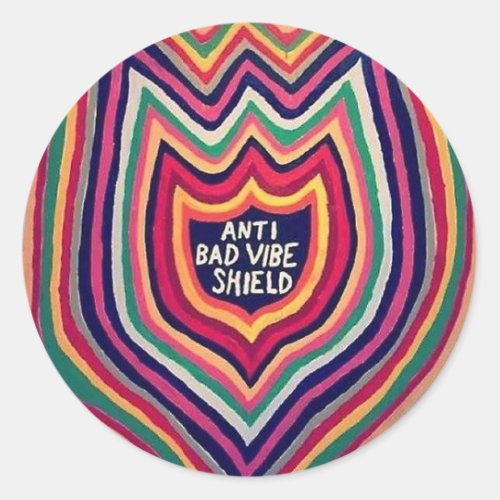 Anti Bad Vibe shield Classic Round Sticker