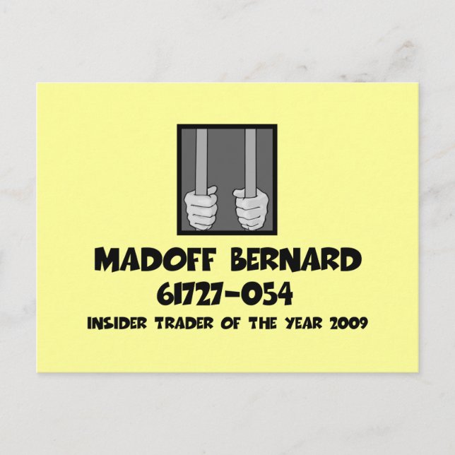 Anti Bernard Madoff jail Postcard (Front)