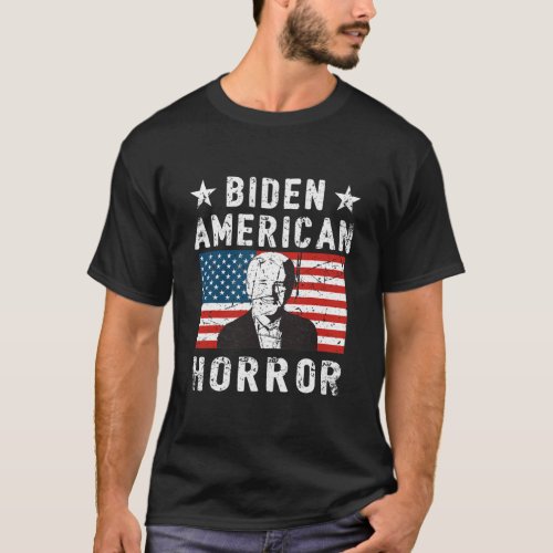 Anti Biden American Horror Halloween Retro T_Shirt