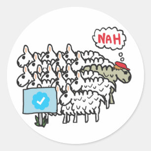 Anti Blue Check Mark Classic Round Sticker