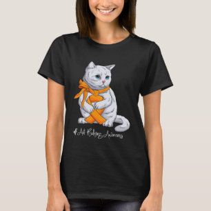 Anti Bullying Awareness Month Orange Ribbon Cat T-Shirt