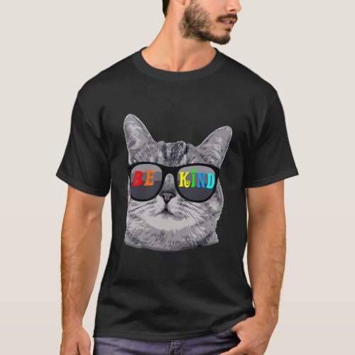 Anti_Bullying Cat Choose To Be Kind Rainbow T_Shirt