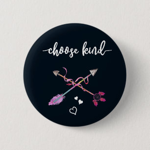 Anti Bullying, Choose Kind. Be Kind. Tribal Art Button