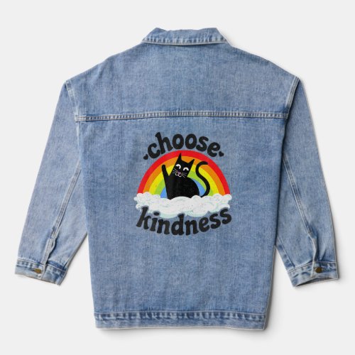 Anti Bullying Rainbow Peace Kind Hippie Cat Choose Denim Jacket