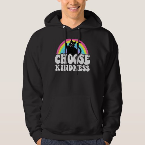 Anti Bullying Rainbow Peace Kind Hippie Cat Choose Hoodie