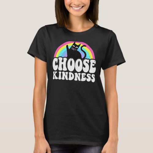 Anti Bullying Rainbow Peace Kind Hippie Cat Choose T_Shirt