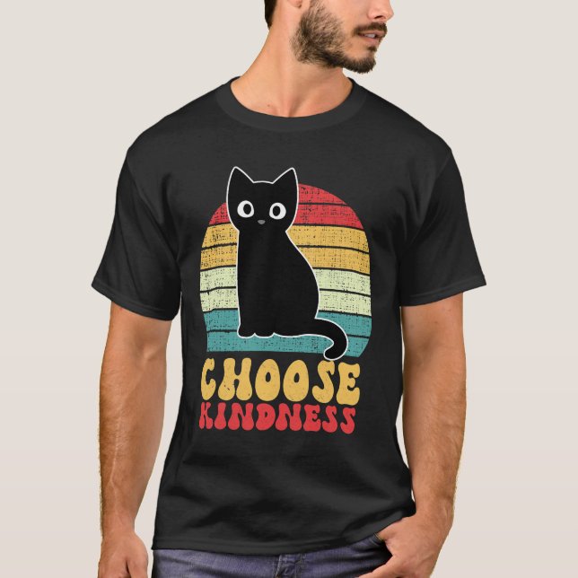 Anti Bullying Rainbow Peace Kind Hippie Cat Choose T-Shirt (Front)