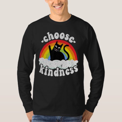 Anti Bullying Rainbow Peace Kind Hippie Cat Choose T_Shirt