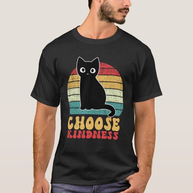 Anti Bullying Rainbow Peace Kind Hippie Cat Choose T-Shirt (Front)