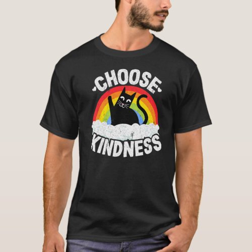 Anti Bullying Rainbow Peace Kind Hippie Cat Choose T_Shirt