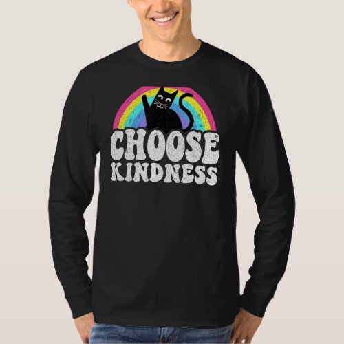 Anti Bullying Rainbow Peace Kind Hippie Cat Choose T_Shirt