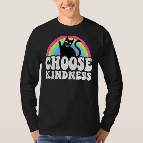 Anti Bullying Rainbow Peace Kind Hippie Cat Choose T_Shirt