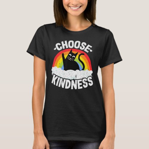 Anti Bullying Rainbow Peace Kind Hippie Cat Choose T_Shirt