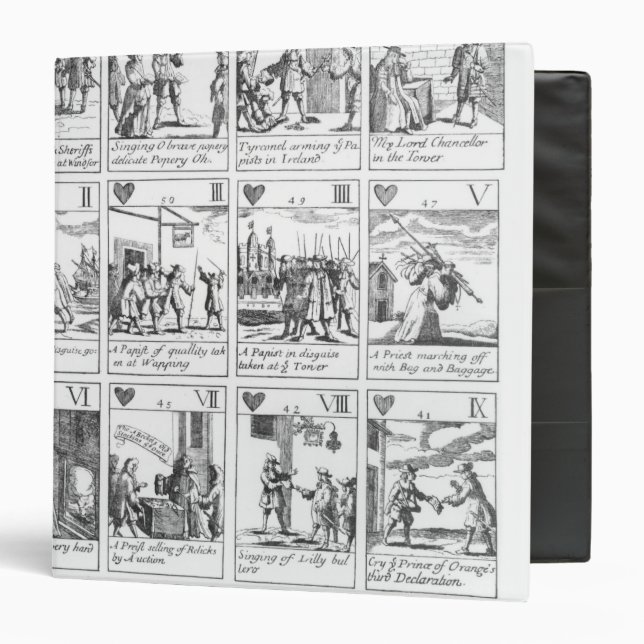 Anti-catholic playing cards commemorating 3 ring binder (Front/Inside)