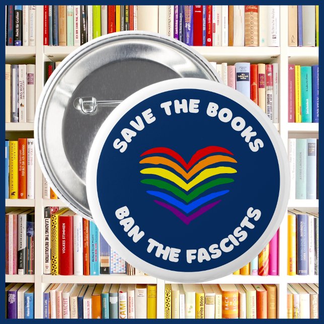 Anti-Censorship Book Banning Round Rainbow Heart Button (Creator Uploaded)
