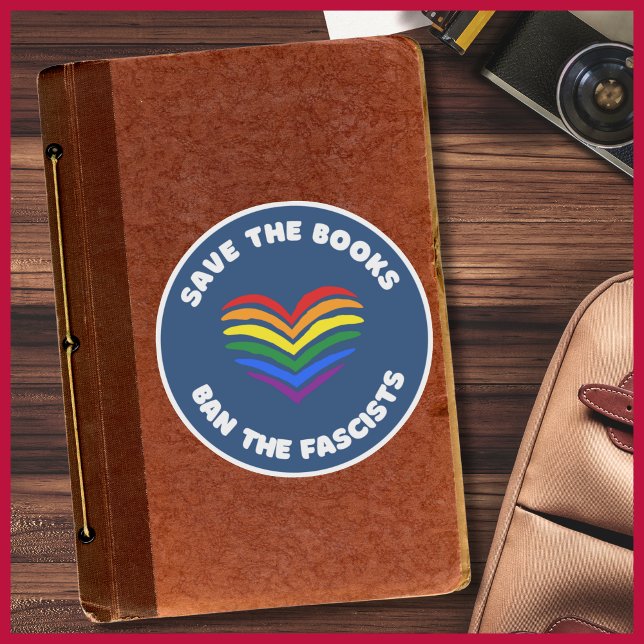 Anti-Censorship Book Banning Round Rainbow Heart Sticker (Creator Uploaded)
